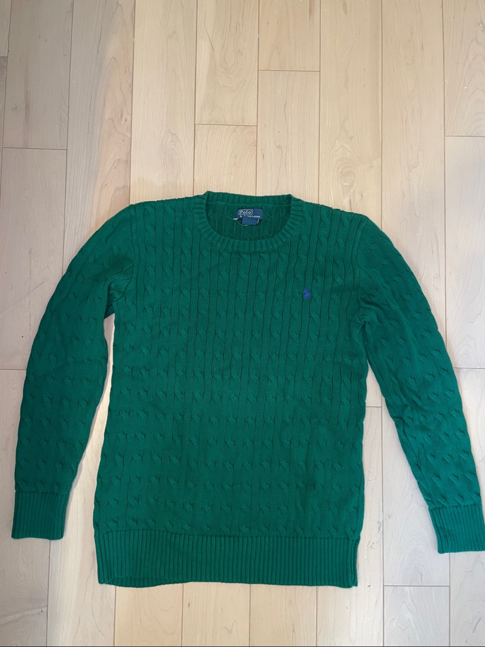 Polo by Ralph Lauren Emerald Green Cable-Knit Crewneck Sweater - Picture 6 of 10